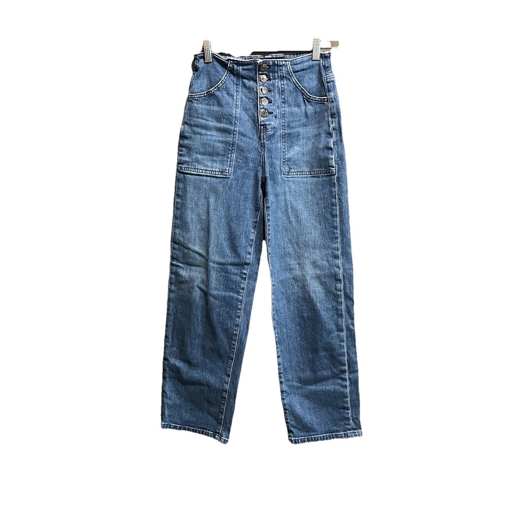Veronica Beard Blue Crosbie Crop Wide Crop High Rise Women's Jeans Size 25